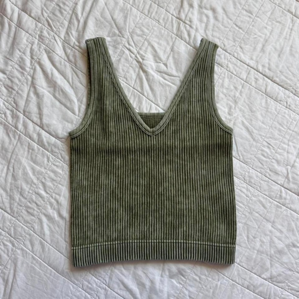 zenana womens s/m v-neck tank crop top forest fairy stretchy‎ ribbed whimsigoth